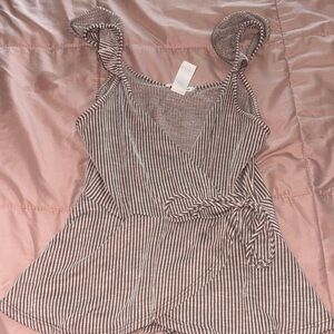 Caution To The Wind Striped Brown Blouse